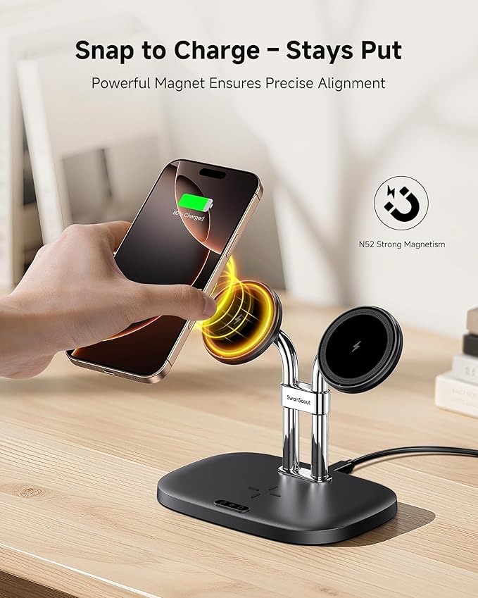 SwanScout Wireless Charger for iPhone Air/17, SwanScout 706M, Dual Magnetic - Image 3