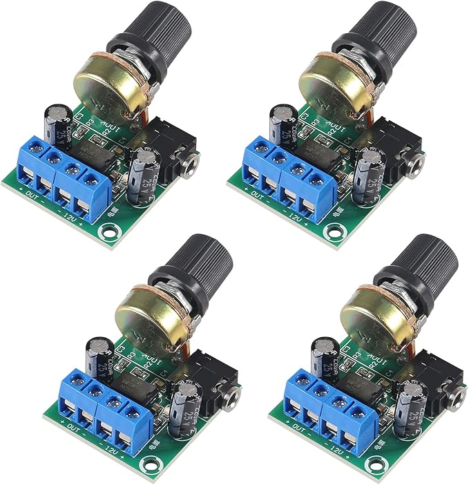 DWEII 4Pcs LM386 10W Mini Power Amplifier Board Audio Amplifier Module DC 3-12V by DWEII