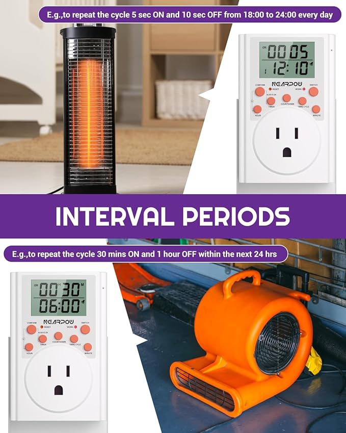 Timer Outlet, Nearpow Multifunctional Infinite Cycle Programmable Plug-in - Image 6