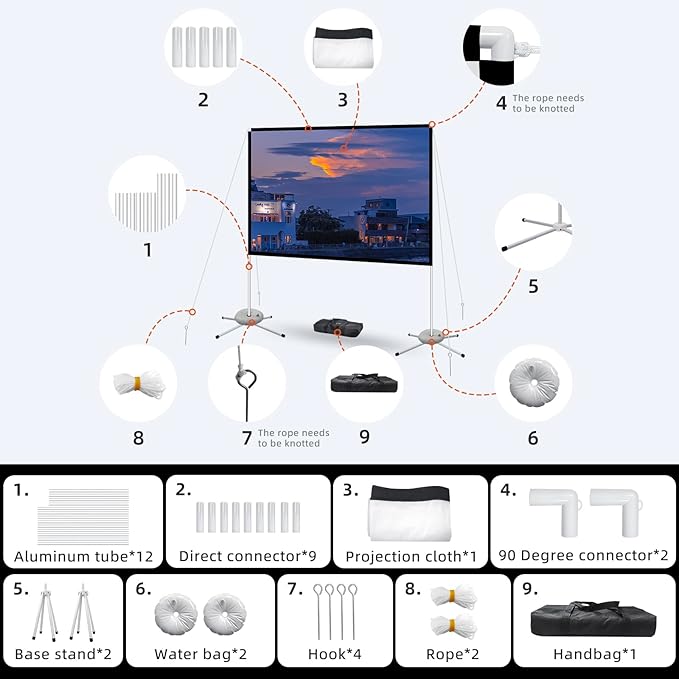 Portable Projector Screen 60inch, Movie Projection Screen, Indoor Projector - Image 6