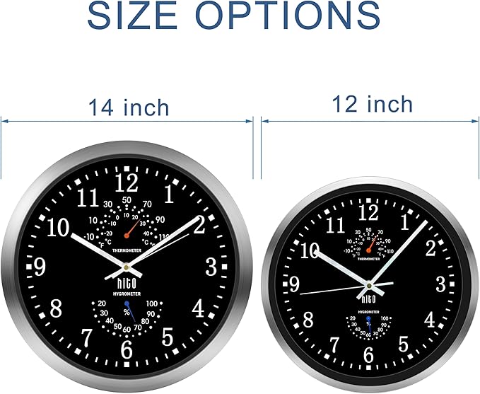 HITO 14 Inch Silent Wall Clock Battery Operated, Large Wall Clock - Image 3