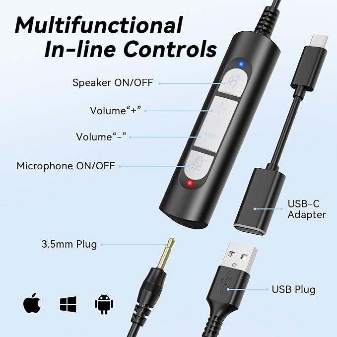 Wantek USB Headset with Microphone - Image 3