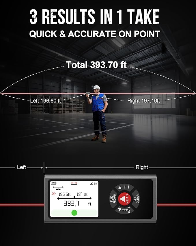 Dual Bilateral Laser Distance Measuring Tool Sturdy Aluminum Casing Laser Tape - Image 3