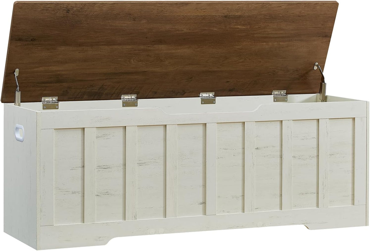 vankiley 51.2" storage chest extra large,wooden storage bench,white+brown, main product view