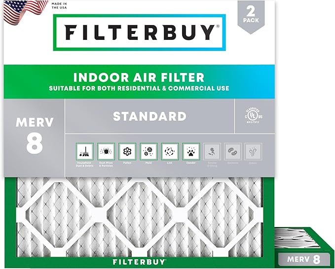 Filterbuy 23x23x1 Air Filter MERV 8 Essential Dust & Allergy Defense, by Filterbuy