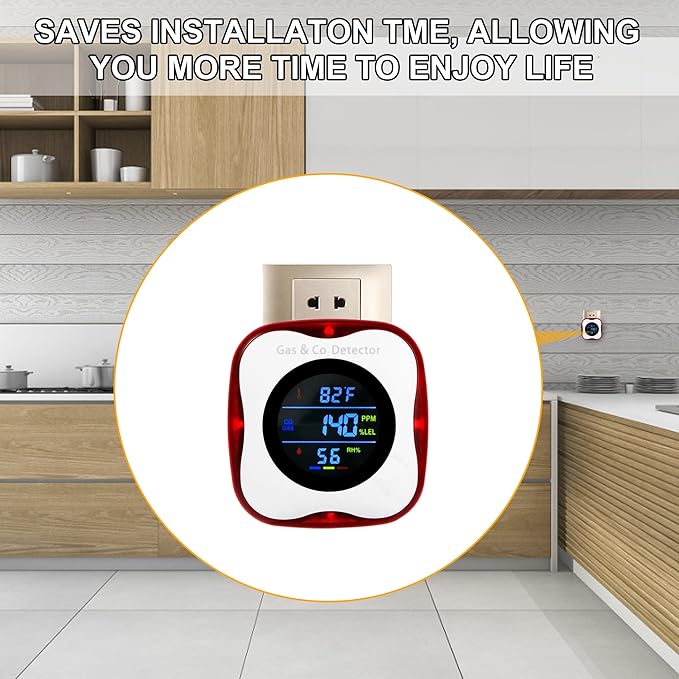 2 Packs Plug in Gas & Carbon Monoxide Detectors, 4-in-1 Natural Gas Leak - Image 6