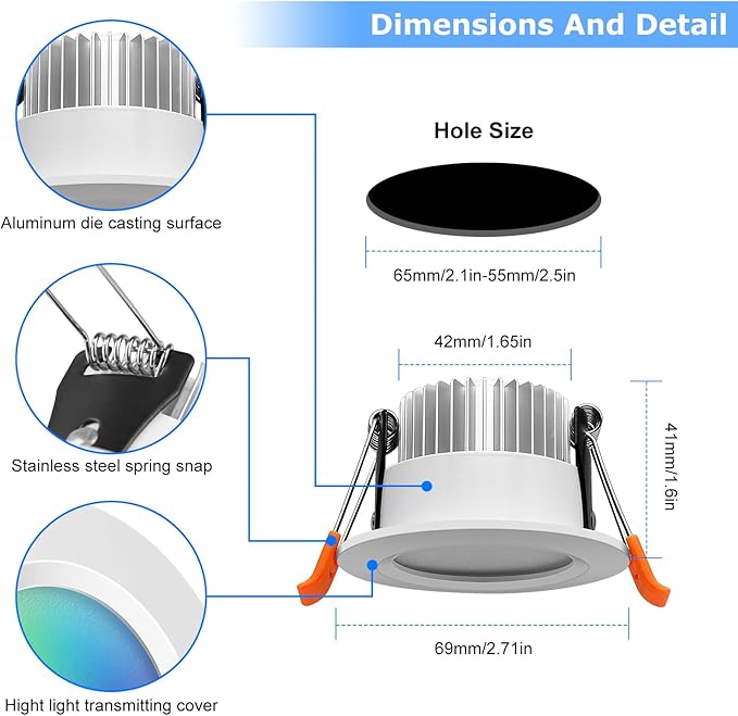 LightingWill 2 Inch LED Recessed Lighting, Smart WiFi LED Downlight, 5W Ceiling - Image 2