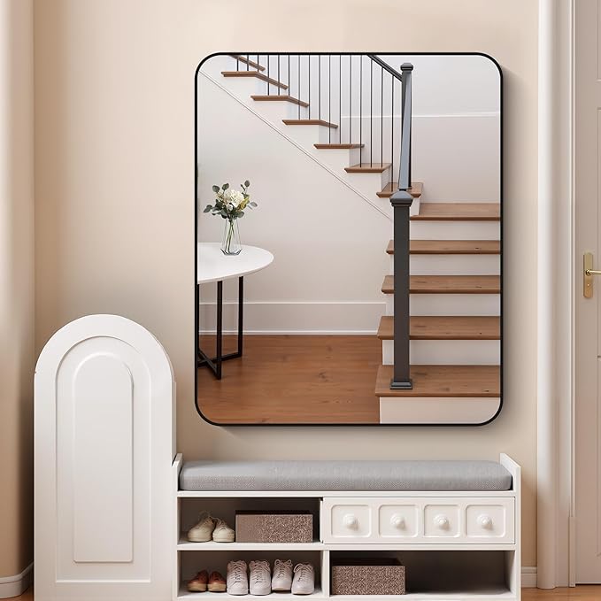 FORBATH Black Bathroom Mirror 40 x 48 Inch, Rectangular Vanity Mirror Wall - Image 2