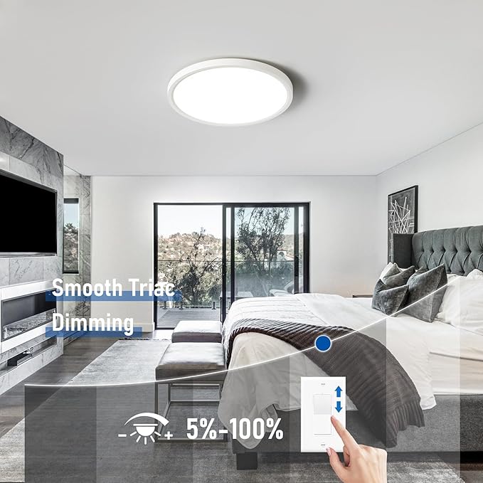 YELIOLED 12 Inch Slim Dimmable LED Flush Mount Ceiling Light Fixtures, 24W - Image 3