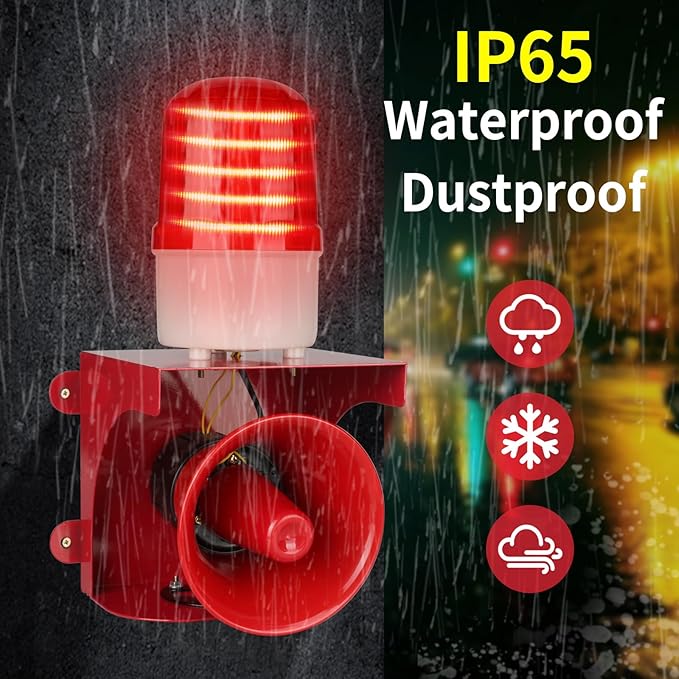 kbaoele AC110V Industrial Siren Alarm Strobe Light-120dB Loud Horn&Red Beacon - Image 7