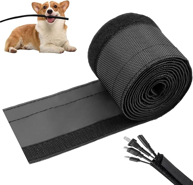 Flauzmann 1/2" - 6.6FT Chew Proof Cat Cord Protector（Hook & Loop Split Sleeve by Unknown