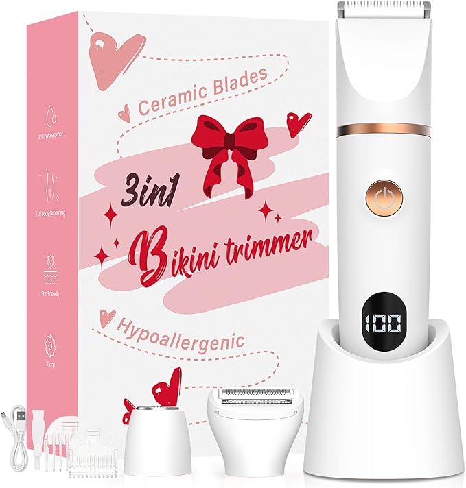 Crolanli Bikini Trimmer for Women, 3-in-1 Electric Razors for Women, IPX7 by Crolanli