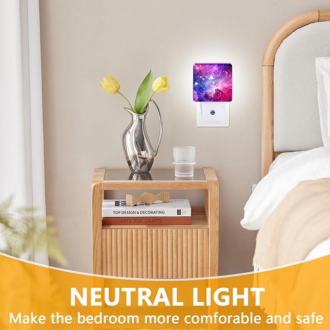 GANTINIR Purple Galaxy Space Night Light, Plug-into Nightlight White LED Lamp - Image 3