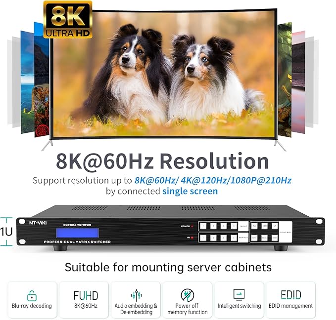MT-VIKI 4x4 8K UHD HDMI 2.1 Matrix Switcher - Image 4