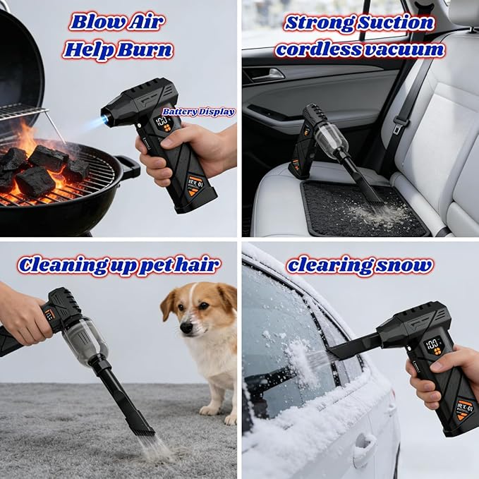 PURECOTERA Powerful Car Vacuum Cleaner, Compressed Air Duster - 6000 mAh - Image 3