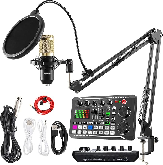 SINWE Podcast Microphone Bundle, BM-800 Condenser Mic by SINWE