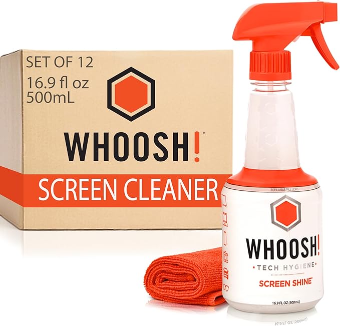 WHOOSH! Pro 16.9 fl oz Refillable TV Screen Cleaner & Microfiber Cloth by WHOOSH