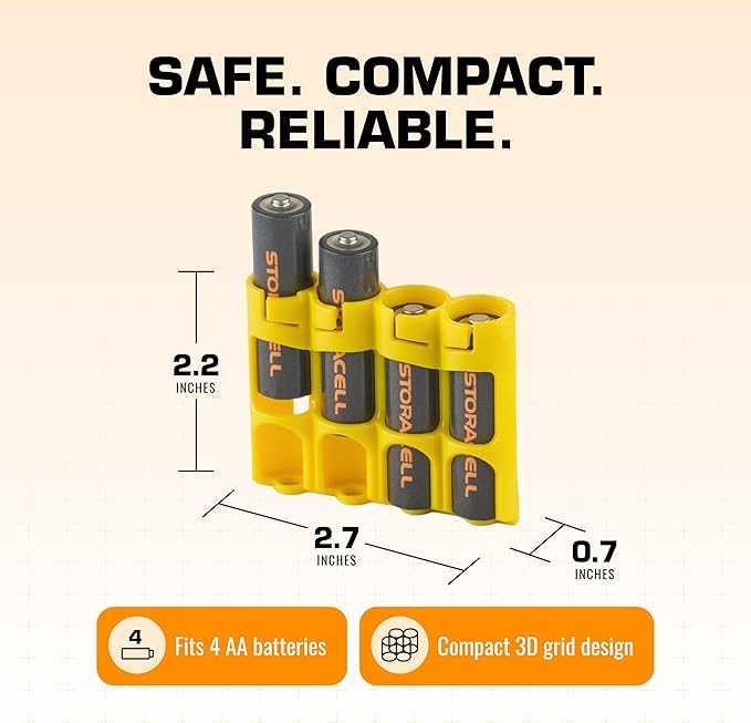 AA Battery Storage Caddy by Storacell, Holds 4 Batteries - Image 7