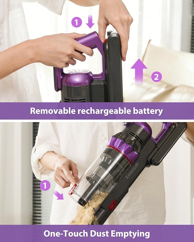 XenonLab Cordless Vacuum Cleaner, 75Mins/55KPa/650W Self-Standing Stick Vacuum - Image 9