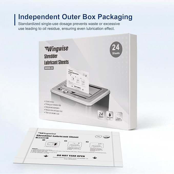 Wingwise 24-Pack Shredder Lubricant Sheets, 8.5 x 6 Inches, Sharpens Blades & - Image 5
