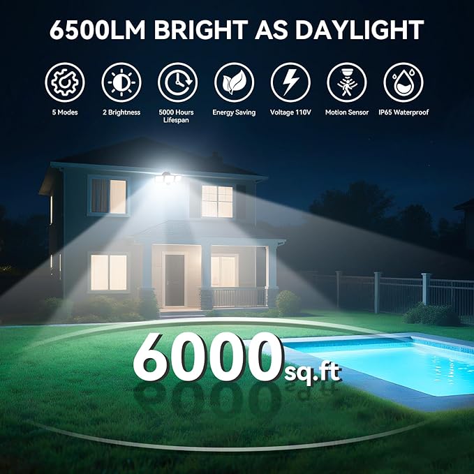 PURICH LED Security Lights Motion Sensor Outdoor Lights, 5000K Daylight - Image 3