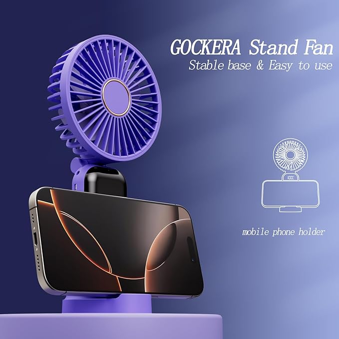 GOCKERA Portable Fan, 4200mAh Battery Operated Fan, 5 Speeds&Digital Display - Image 5