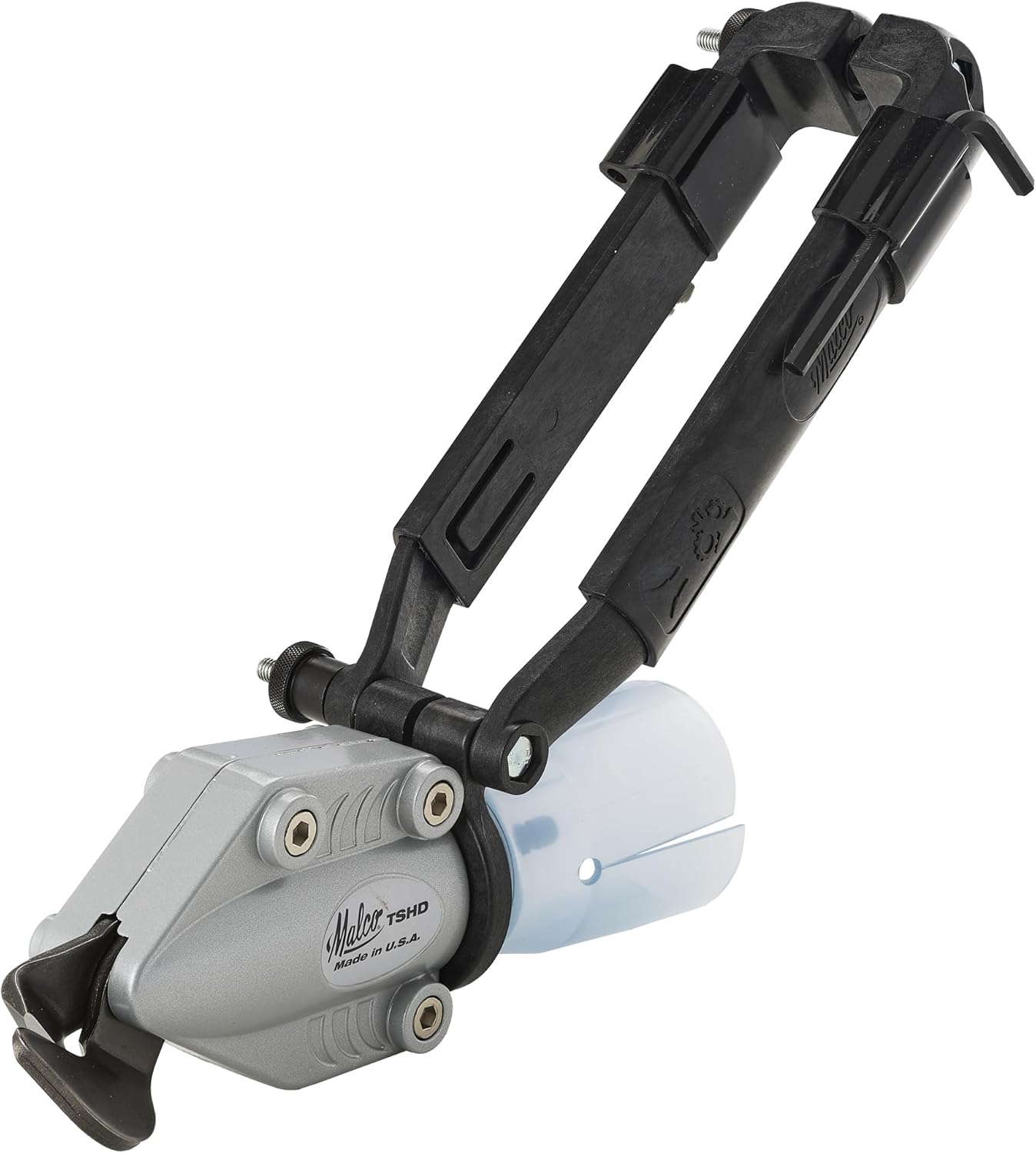 Malco TSHD TurboShear Heavy-Duty Drill Attachment – 18-Gauge Galvanized Steel | 360° Rotating Head | Telescoping Clamp Fits All Drills | Cuts Corrugated Panels, Spiral Duct & Ribs | Made in USA