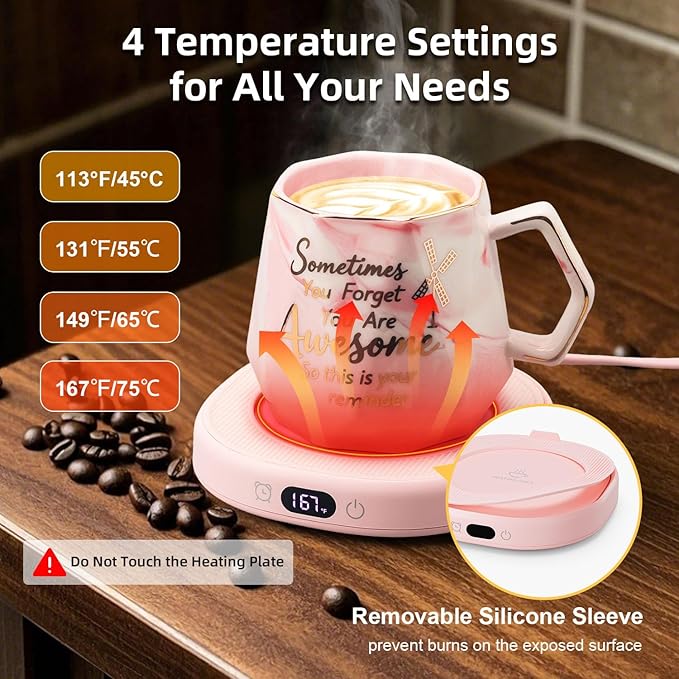 Coffee Mug Warmer & You are Awesome Mug Set, Smart Heated Electric Cup Warmer - Image 2