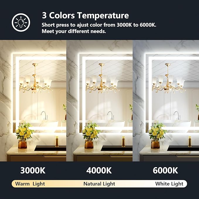 YEELAIT 40x36 Inch LED Bathroom Mirror - Image 4
