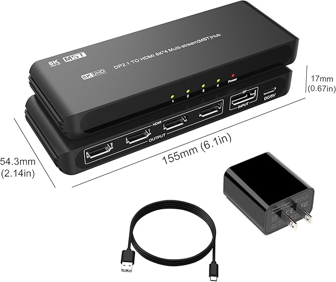 DisplayPort to HDMI Splitter for 4 Monitors, 8K@60Hz HDMI Splitter Extended - Image 8