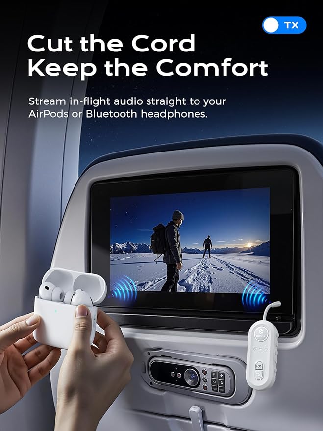Upgraded Bluetooth 5.4 Transmitter Receiver, Airplane Bluetooth Adapter - Image 4