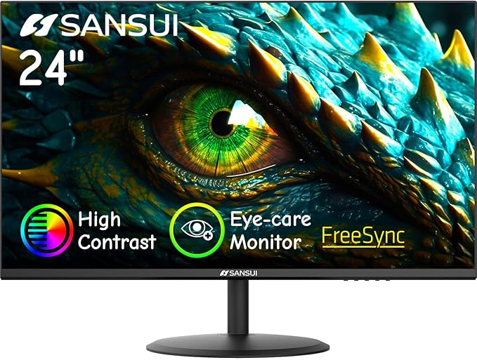SANSUI Computer Monitor 24 inch Eye Care 1080P Display HDMI, VGA Ports by SANSUI