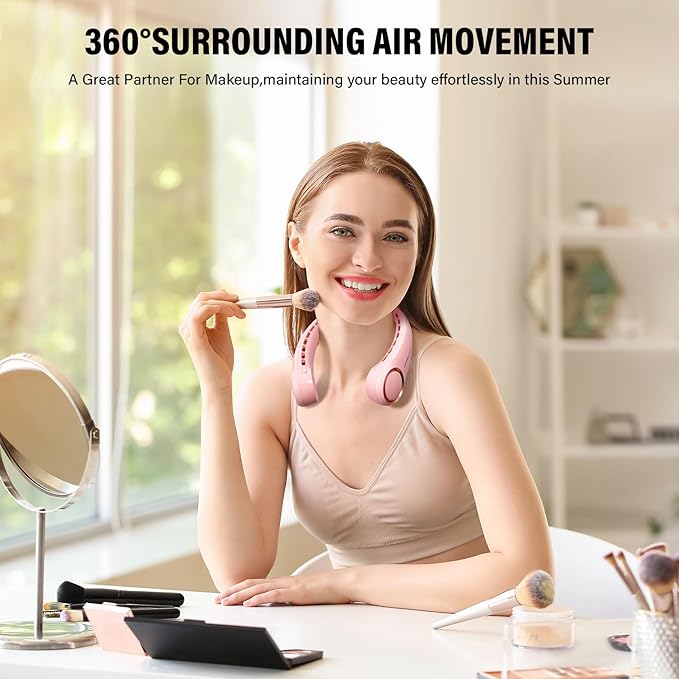 Jancane Neck Fan, USB Rechargeable Personal Fan, 3 Speeds Adjustable, Large air - Image 2