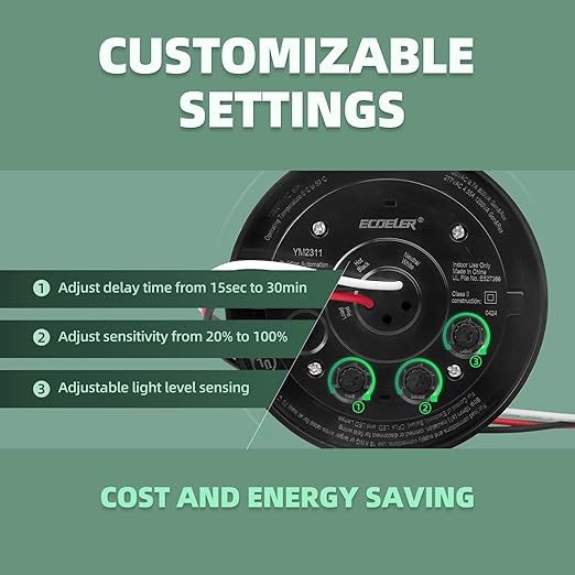 ECOELER Ceiling Mount Motion Sensor, 360 Degree Occupancy Sensor Switch - Image 3