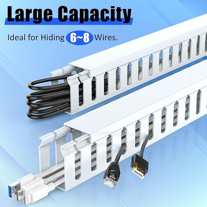 Open Slot Wiring Raceway Cable Duct, 123in Cable Management Channel Cord Track - Image 3