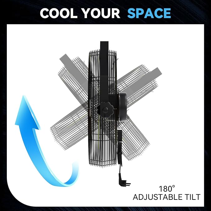 2600 CFM 14 inch Outdoor High Velocity Wall Mounted Fan, 3-Speed Metal Fans - Image 6