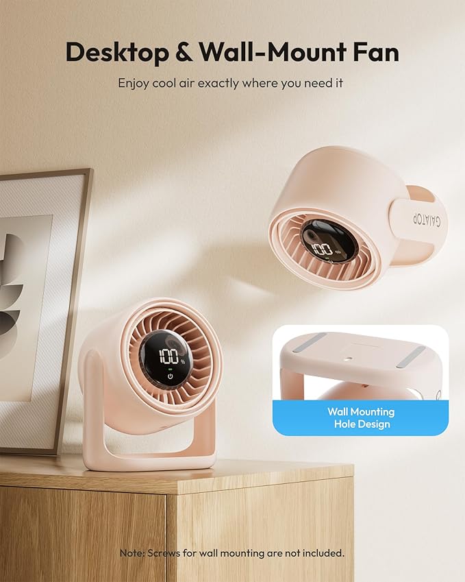 Gaiatop Desk Fan with Touch Control, 4000mAh Battery, 5 Speeds Ultra Quiet - Image 5