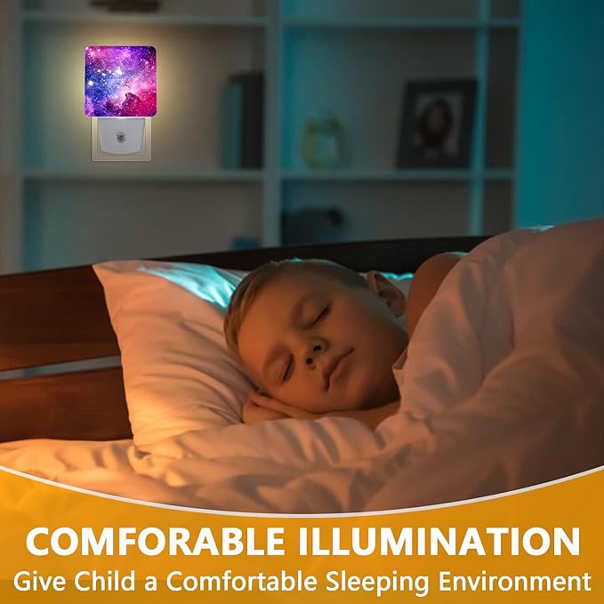 GANTINIR Purple Galaxy Space Night Light, Plug-into Nightlight White LED Lamp - Image 4