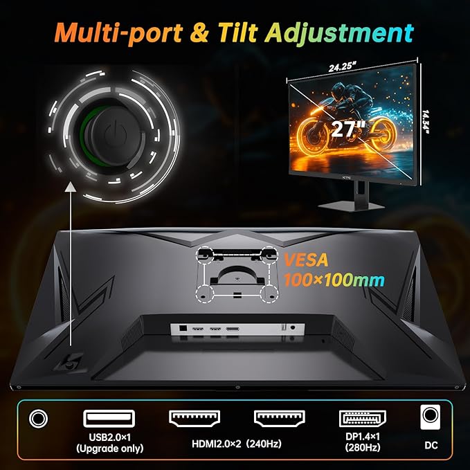 KTC 27 Inch 280Hz Gaming Monitor, FHD 1080P 240Hz PC Computer Monitor, Fast VA - Image 6