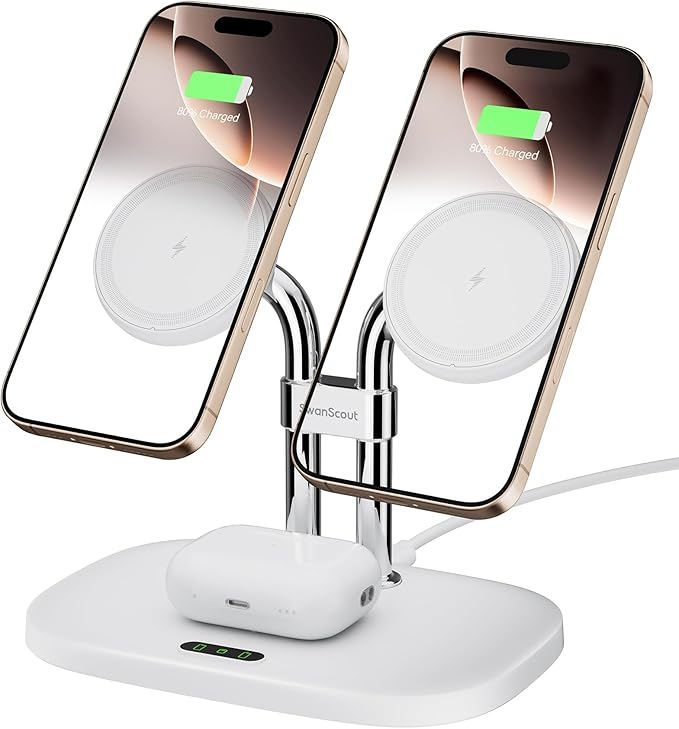 SwanScout Wireless Charger for iPhone Air/17, SwanScout 706M, Dual Magnetic by SwanScout