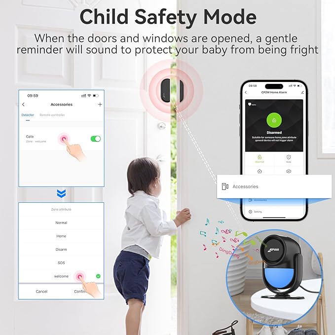 CPVAN WiFi Motion Sensor Alarm, 125dB Wireless DIY Smart PIR Motion Detector - Image 6