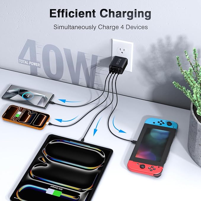 4-Port USB C Wall Charger Block, Fast Type C Power Brick Charging Cube Power - Image 2