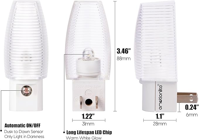 Emotionlite 8 Pack Plug in Night Light, Warm White LED Nightlight, Dusk to Dawn - Image 3