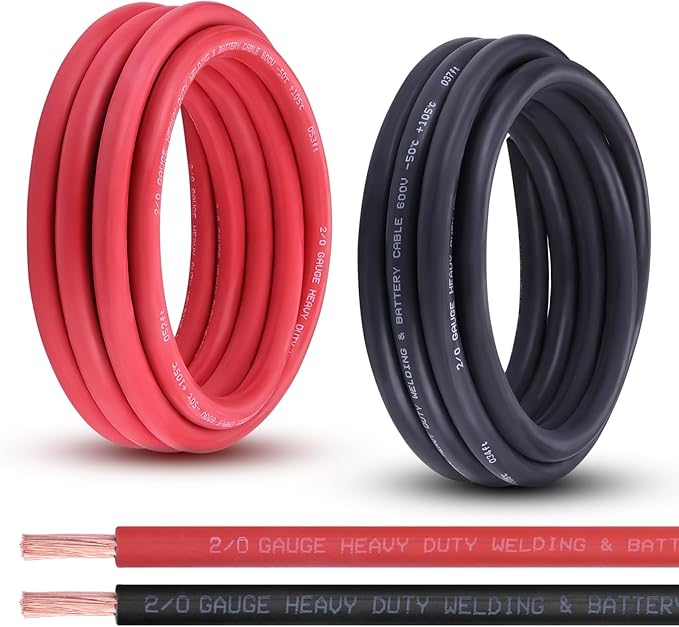 Shirbly 2/0 Gauge Battery Cable, 15FT Red + 15FT Black 2/0 AWG Pure Copper Wire by Shirbly