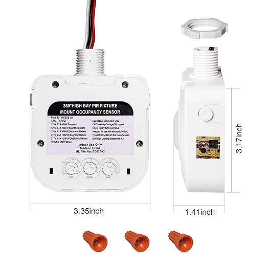 ECOELER Ceiling Occupancy Motion Sensor Switch, High Bay Fixture Mount 360° - Image 4