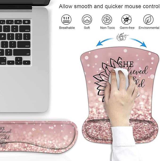 Mouse Pad Wrist Support and Keyboard Wrist Rest Set - Image 2