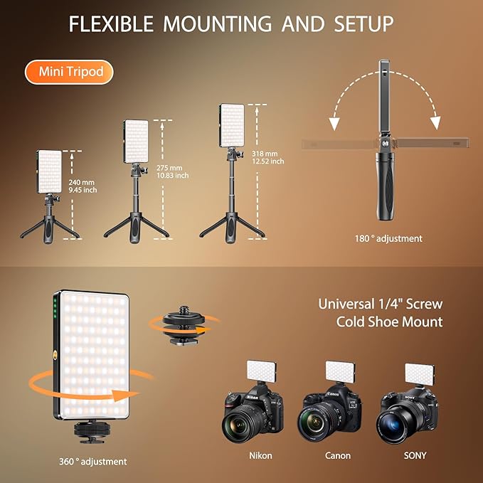 SEAEYES 120 LED Video Light, Portable USB Photo Light Dimmable 2500-9000K CRI - Image 5