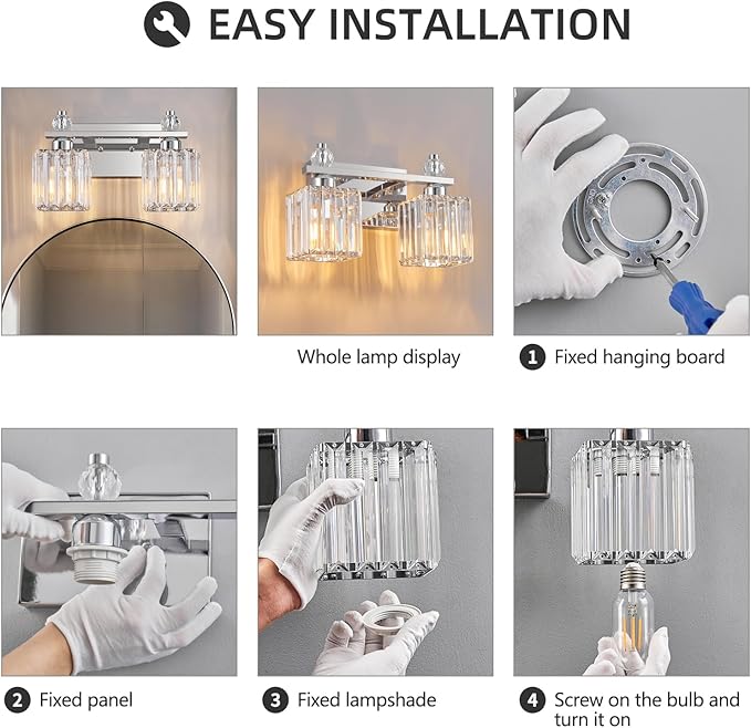 FDPBY Chrome Bathroom Vanity Lights Crystal Vanity Light Bathroom Lighting - Image 6