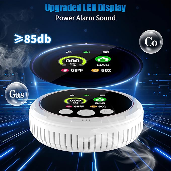 2 Pack 4-in-1 Carbon Monoxide Detectors &Natural Gas Leak Detector, Portable - Image 3