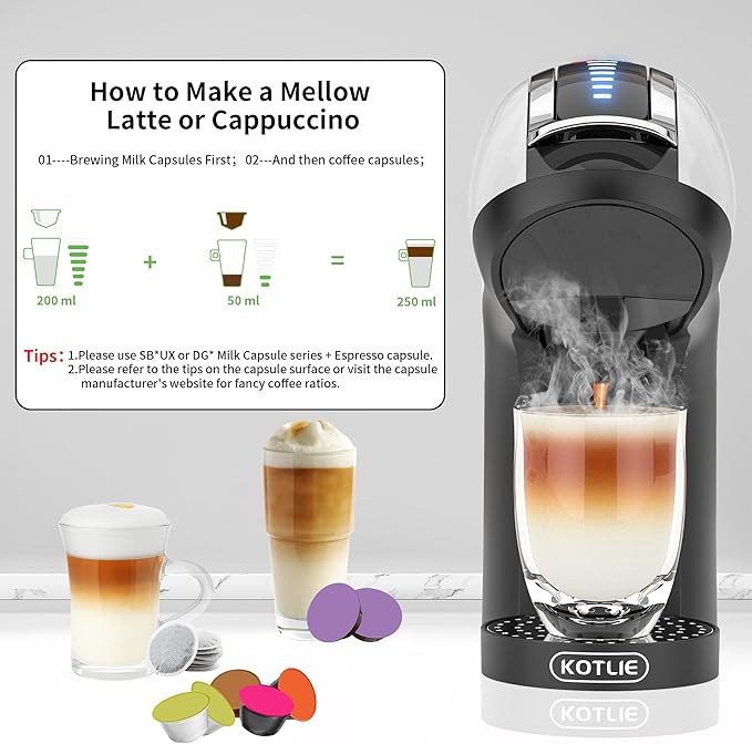 KOTLIE Single Cup Coffee Maker, 4 Temperature Settings, 7 Water Volume Levels - Image 4